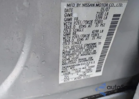 2008 Nissan Armada Se z USA, uszkodzony, nr VIN 5N1BA08D48N603251